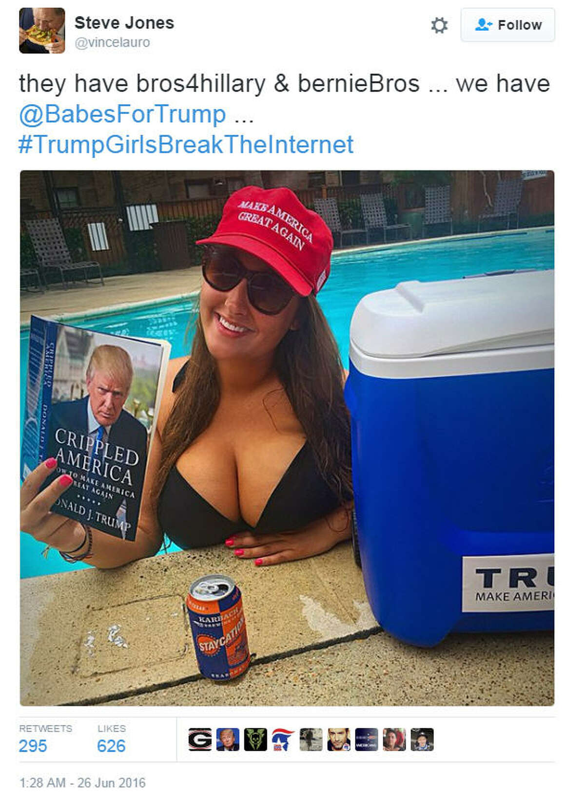 The hashtag #TrumpGirlsBreakTheInternet left social media flooded Sunday afternoon with photos of women showing support for Donald Trump.