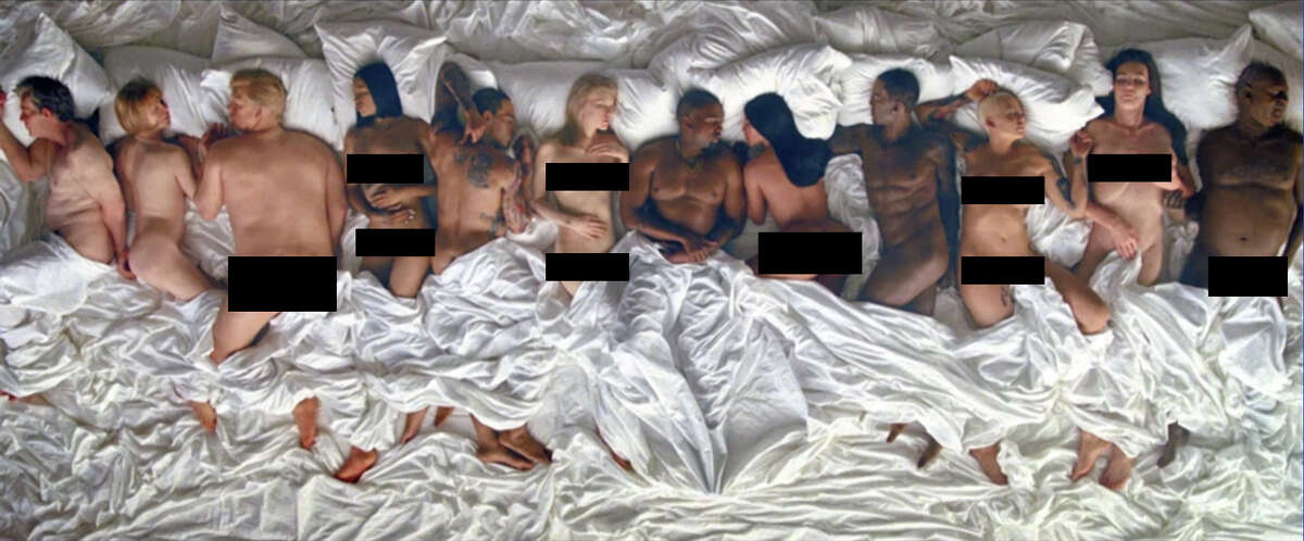 More than 10 celebrities including former president George W. Bush, comedian Bill Cosby, presidential candidate Donald Trump and songstress Taylor Swift were featured in Kanye West's latest "Famous" video.