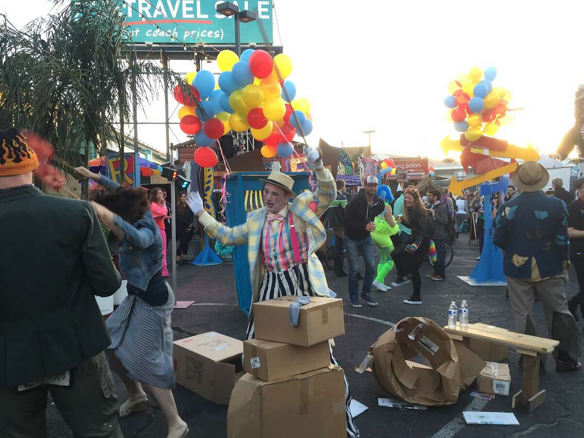 Carnival barkers and "storybucks" to "keep San Francisco weird" at "Midwayville"