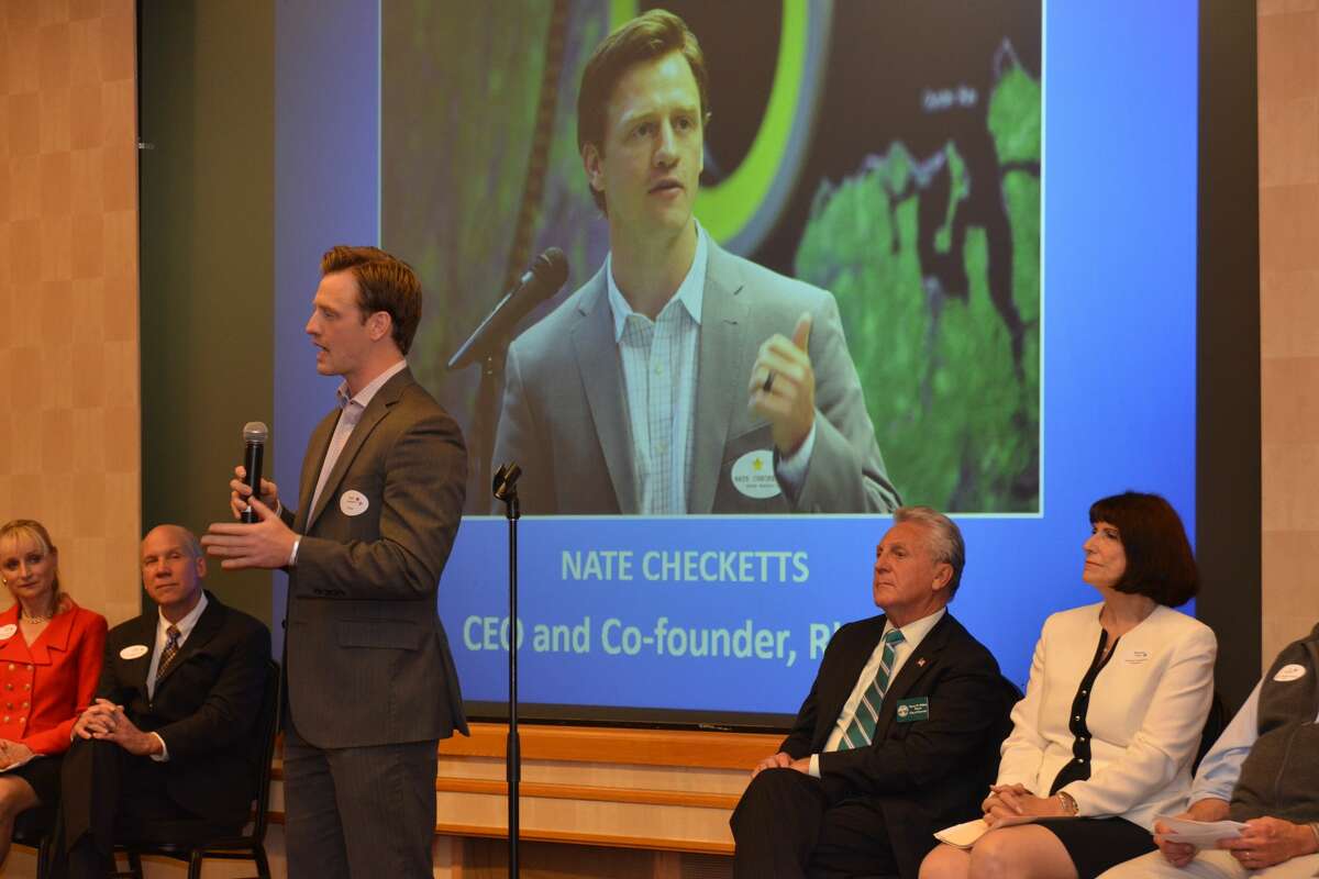 Keynote speaker Nate Checketts, a 2015 40 under 40 winner and a serial entrepreneur whose latest venture is Rhone, a men’s active wear line based in Darien, at the Fairfield County Business Journal 40 Under 40 celebration on June 21, 2016.