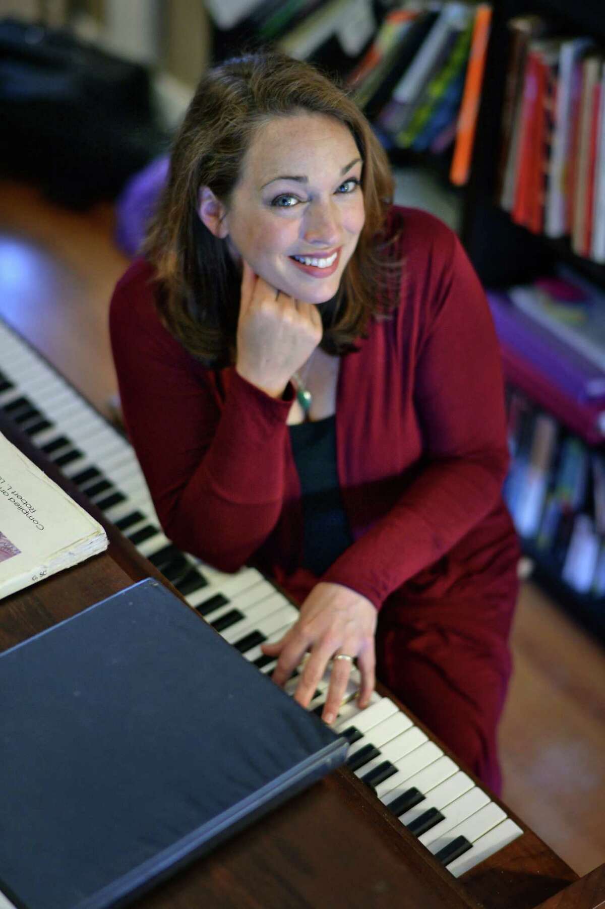 Soprano Carla Fisk in the teaching and studio space at her home on Tuesday, May 24, 2016, in Albany, NY. (John Carl D'Annibale / Times Union)
