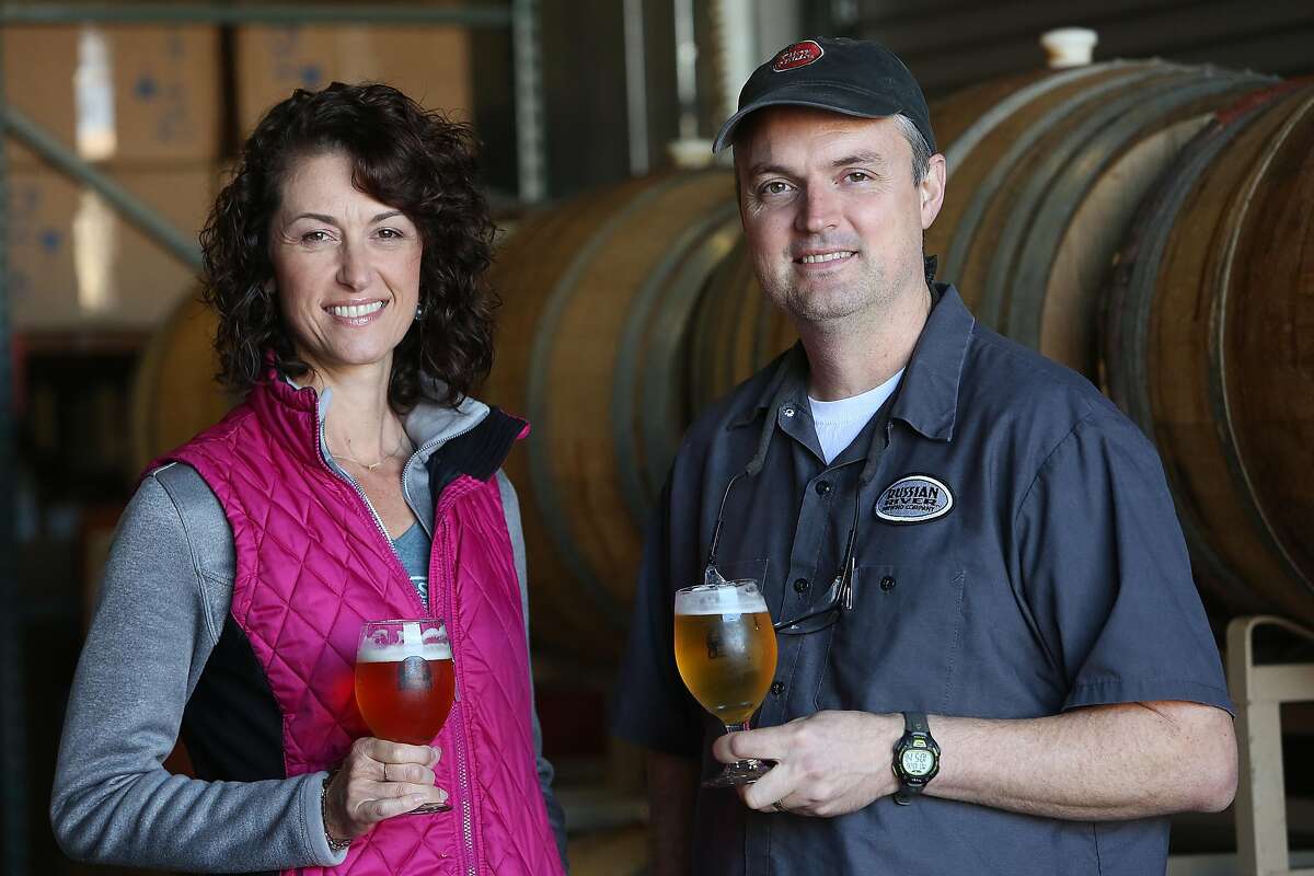 Co-owners Natalie and Vinnie Cilurzo show the Russian River Brewing Company production plant in Santa Rosa, Calif., on Monday, October 26, 2015.