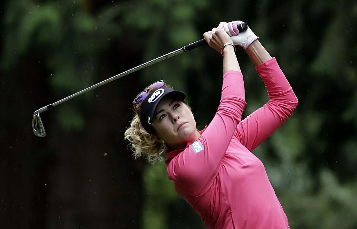 Paula Creamer in action in the first round at the Women�s PGA Championship golf tournament at Sahalee Country Club Thursday, June 9, 2016, in Sammamish, Wash. (AP Photo/Elaine Thompson)