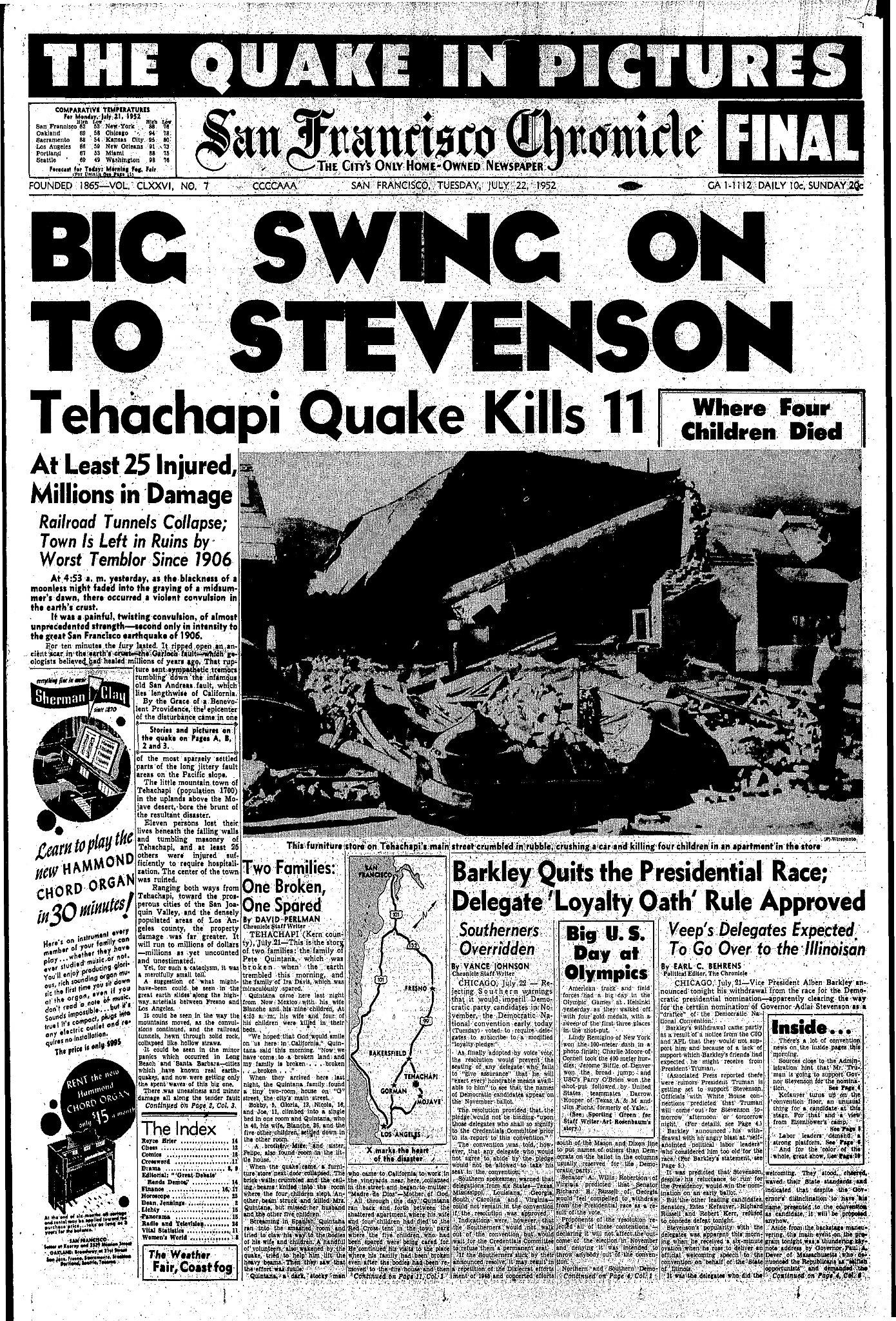 Chronicle Covers: When the 1952 Kern County quake split a city