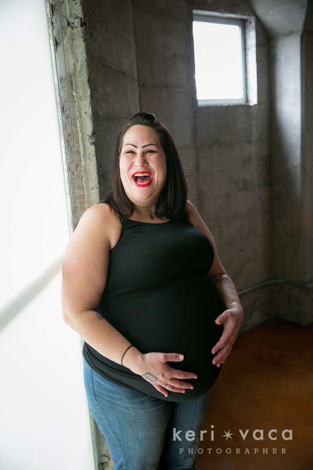 A maternity portrait taken by photographer Keri Vaca at San Francisco's Homeless Prenatal Program