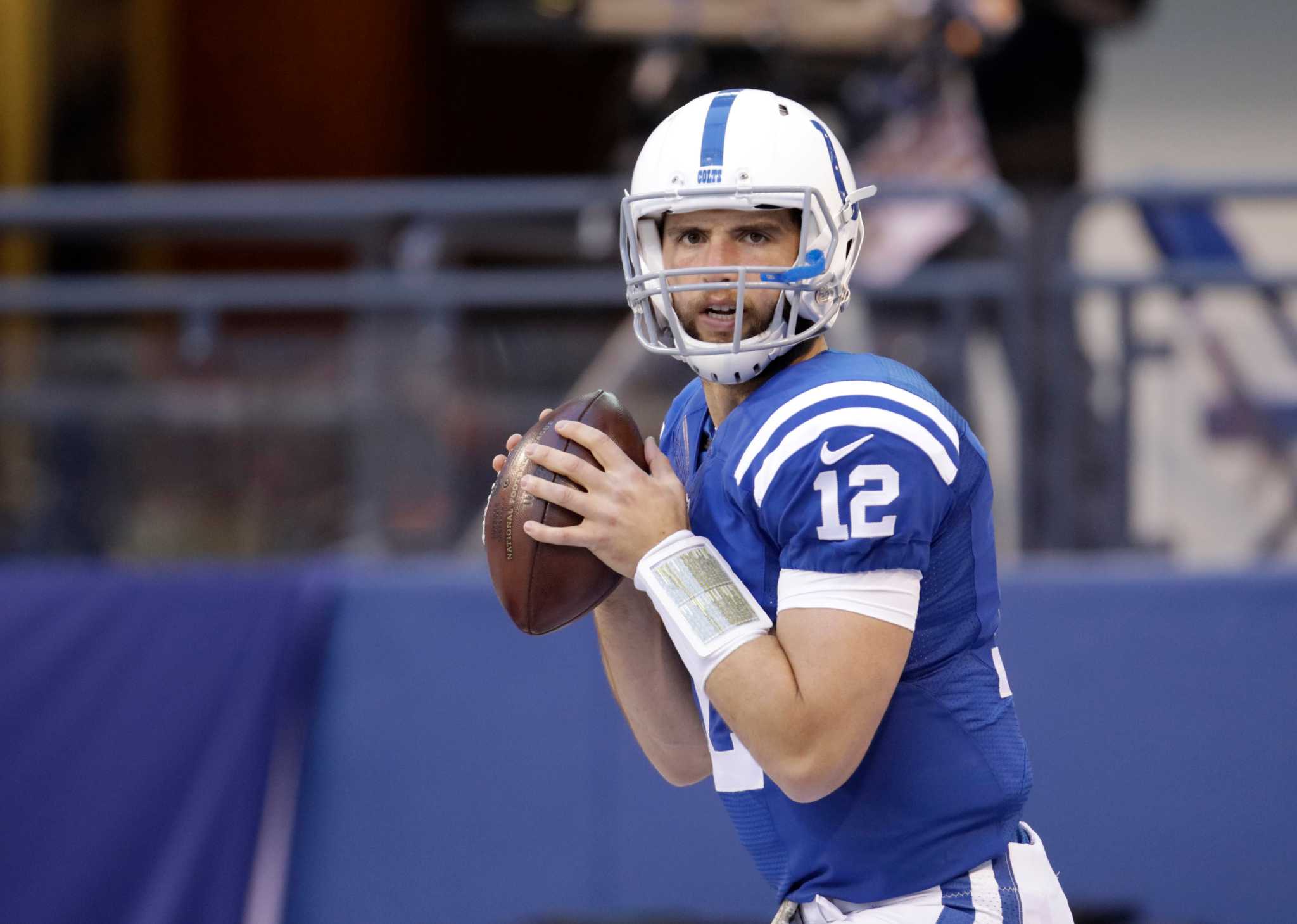 Indianapolis Colts quarterback Andrew Luck (12) celebrate a game