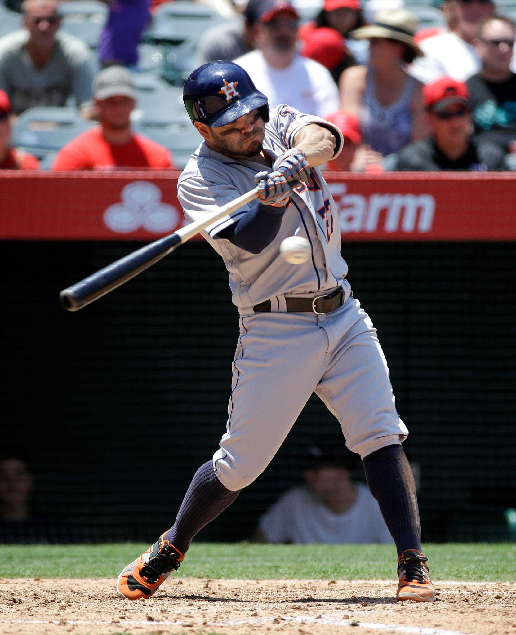 Luis Valbuena of the Houston Astros celebrates a solo home run in the  News Photo - Getty Images