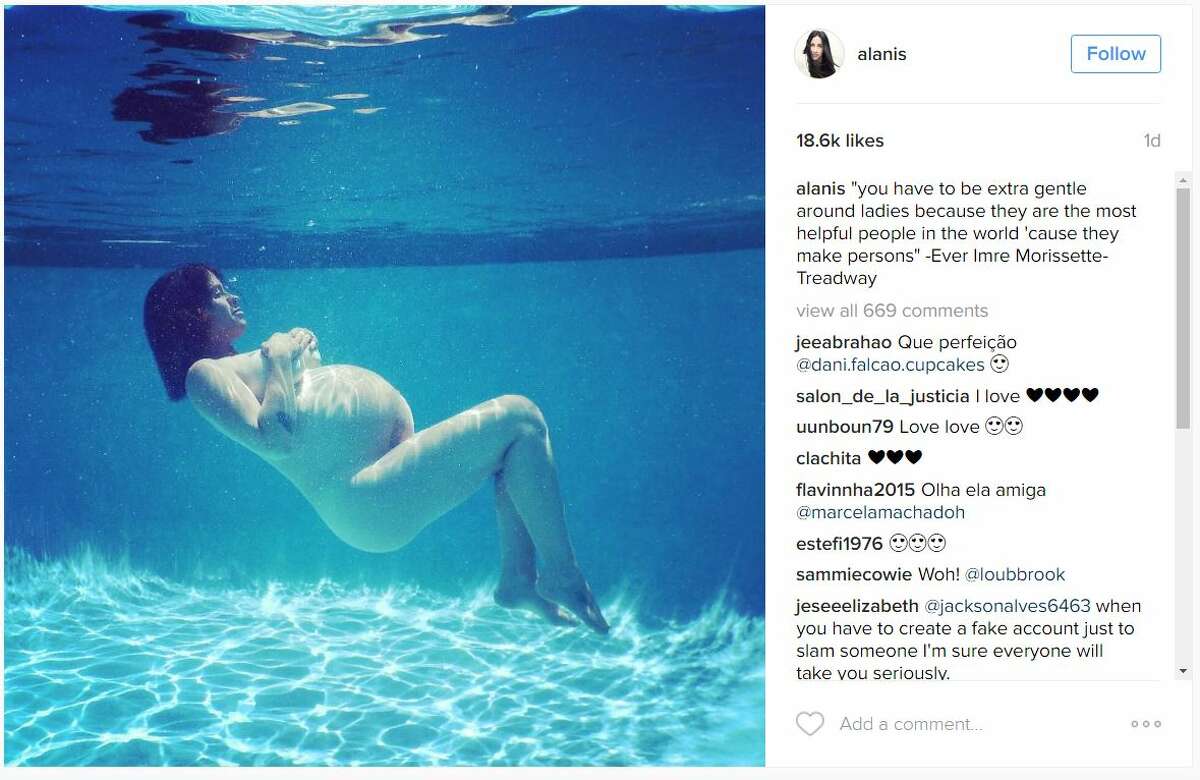 Alanis Morissette is naked and pregnant in this viral photo from her Instagram.Keep clicking to view other celebrities who've posed nude while pregnant.