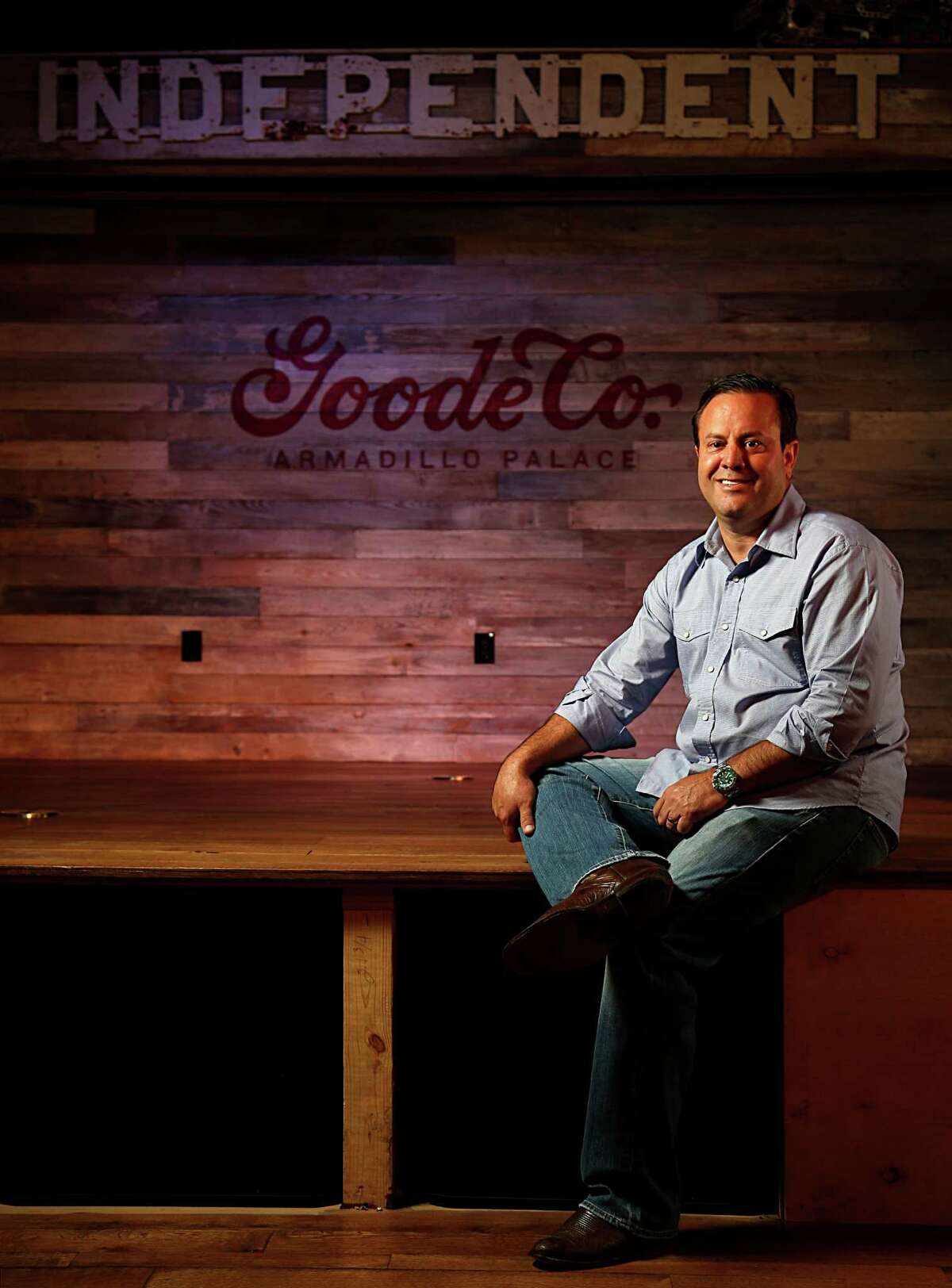Goode Co. CEO Levi Goode poses for a portrait at Goode Co. Armadillo Palace.