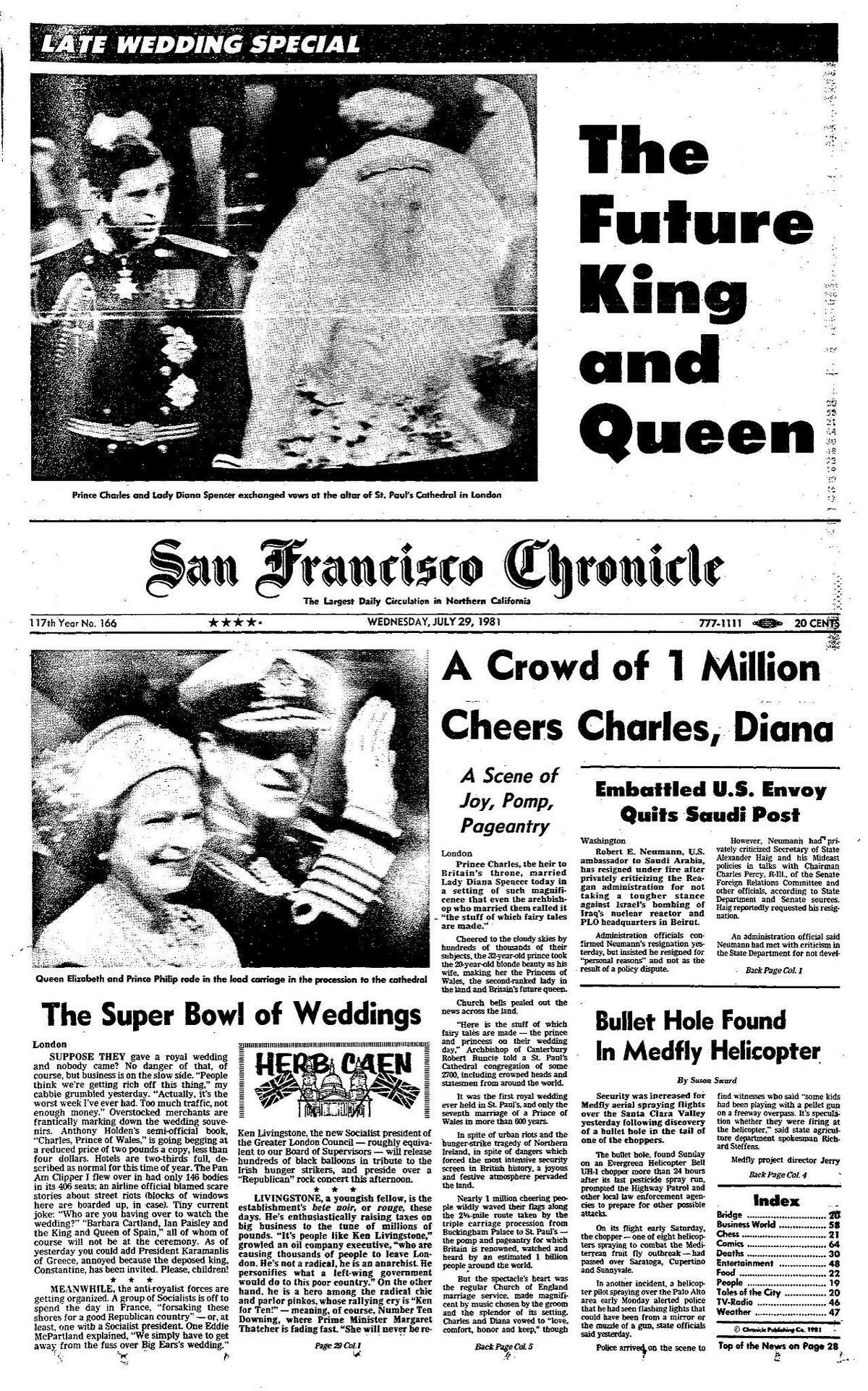 Chronicle Covers Prince Charles Lady Diana — And Herb Caen