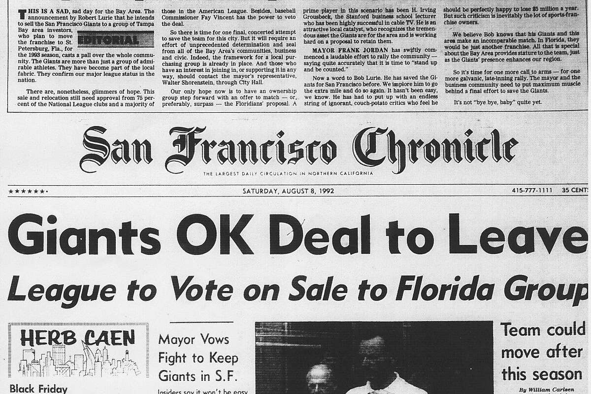 Chronicle Covers: When San Francisco nearly lost the Giants