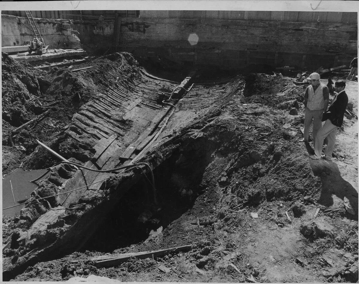 buried gold rush ship Niantic discovered at Sansome & Clay Streets in San Francisco Photo ran 05/11/1978, p 2