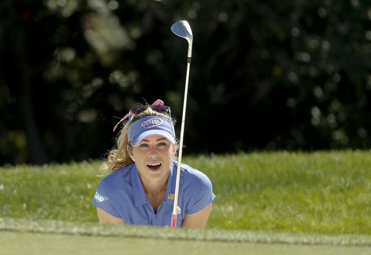 Paula Creamer reacts after almost making her bunker shot on the 15th hole during the second round of the ANA Inspiration on April 1, 2016. Creamer has accepted a special exemption into next month’s U.S. Women’s Open at The Olympic Club.
