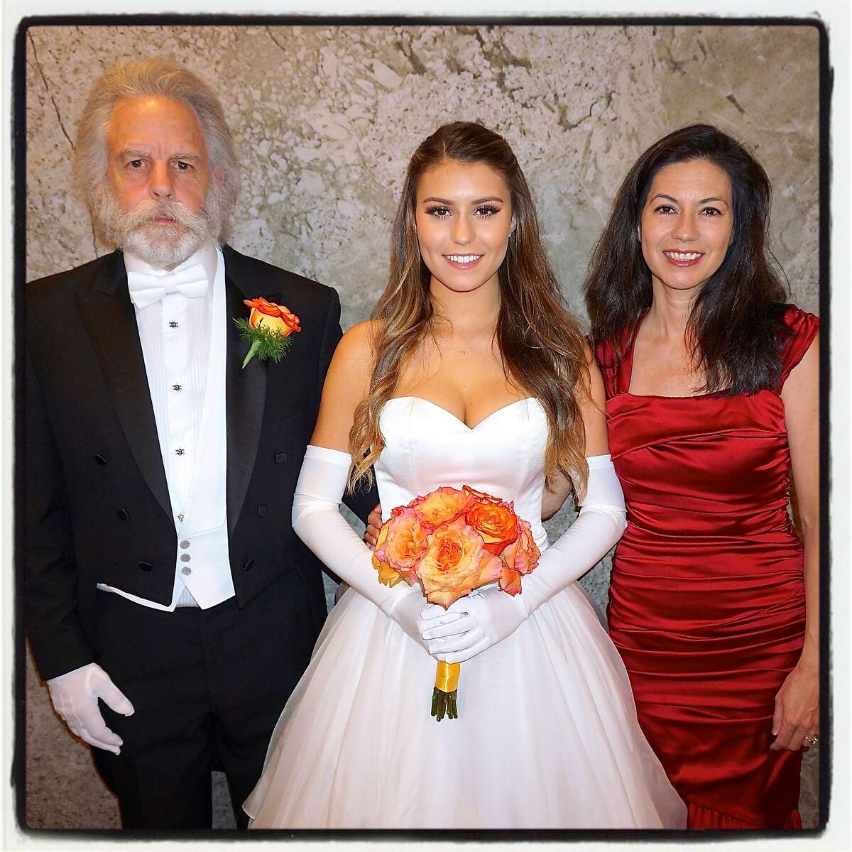 Grateful Dead guitarist Bob Weir (left) with his daughter, Shala, and wife, Natascha Weir, at CPMC's San Francisco Debutante Ball. June 2016.