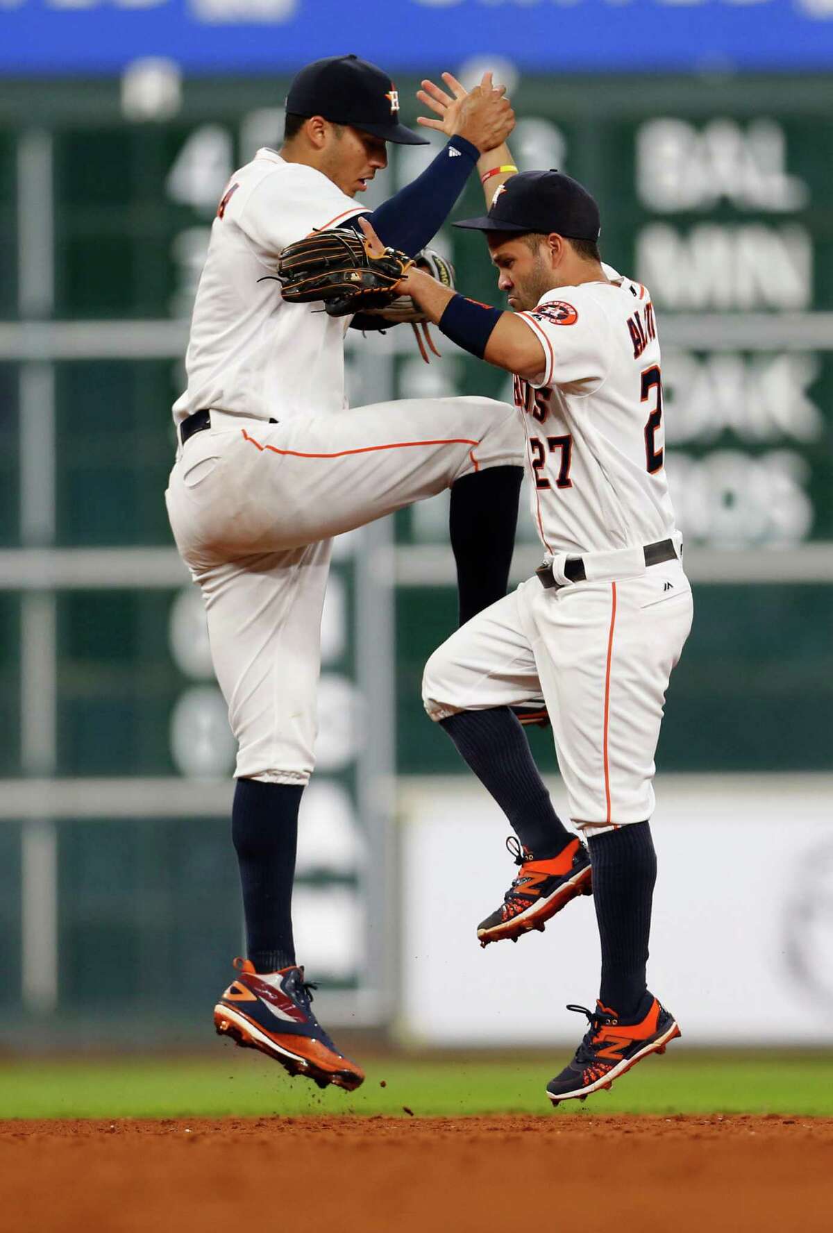 Halfway through the season, Astros shortstop Carlos Correa, left, has driven in a team-high 51 runs. Many of those RBIs helped second baseman Jose Altuve score a team-best 62 times.