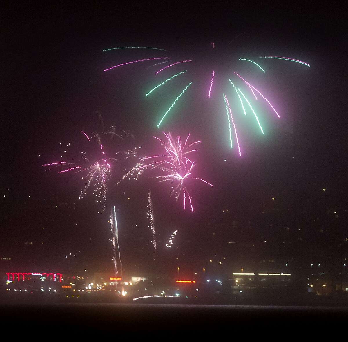 Fireworks light up the foggy sky over San Francisco, Calif., as the city celebrates the Fourth of July on Monday, July 4, 2016.