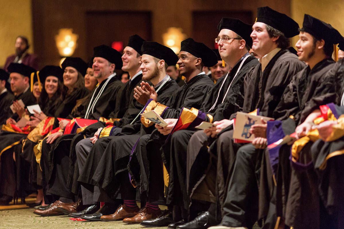 Houston College of Law graduates enjoy the commencement exercise in fall 2015.
