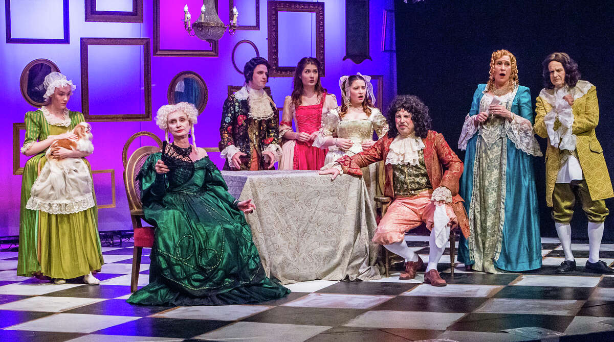 The Sherman Playhouse will open its production of Molière's 17th-century comedic farce Tartuffe July 8 at 8 p.m. Following opening night, the play will be staged Fridays and Saturdays at 8 p.m. through July 31, as well as July 17 and 31 at 2 p.m. The cast is shown above during a recent rehearsal. Tickets are $22 for adults and $11 for children 12 and under. Students will be admitted for $11 any time so long as they pay in cash and carry a valid student ID. For more information, call the 5 Route 39 North theater at 860-354-3622 or visit www.shermanplayers.org.