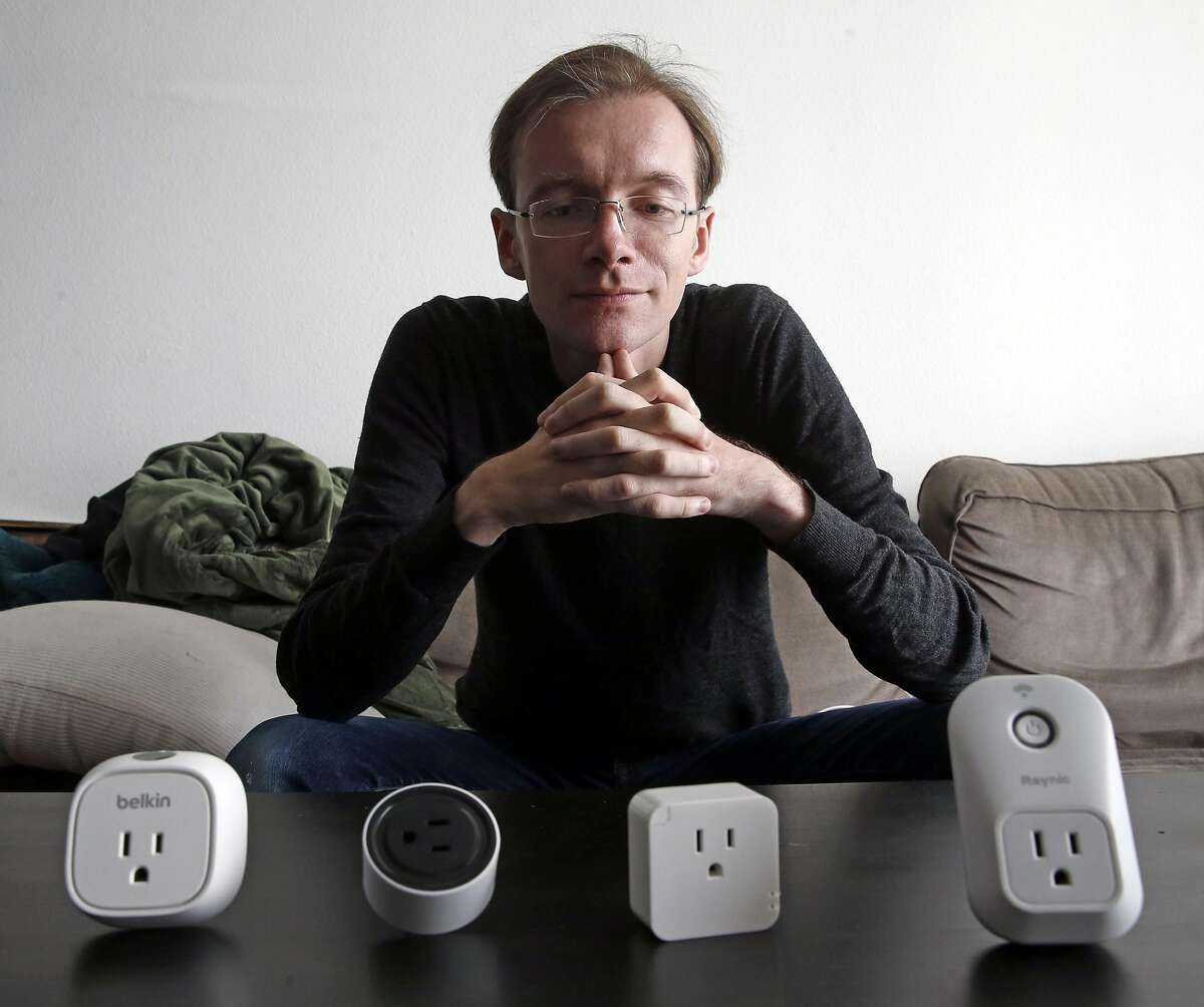 Matthew Garrett, a security developer who studies internet controlled outlets, at his residence in Oakland, Calif., on Wednesday, July 6, 2016.