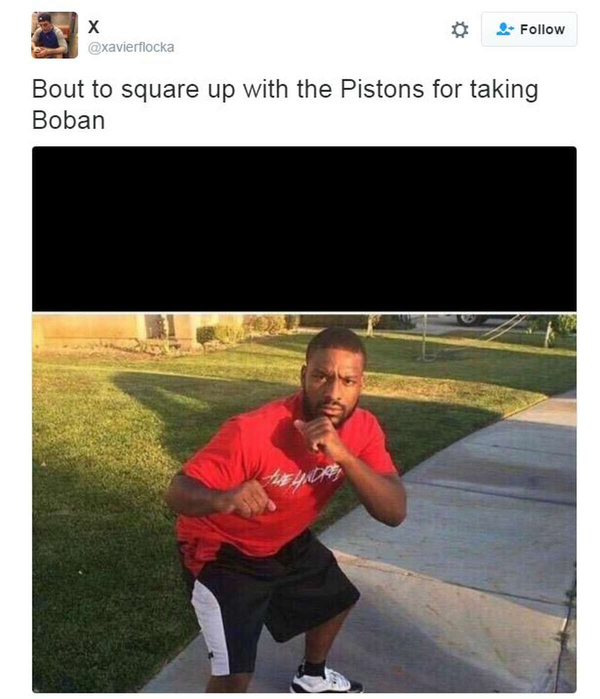@xavierflocka: Bout to square up with the Pistons for taking Boban