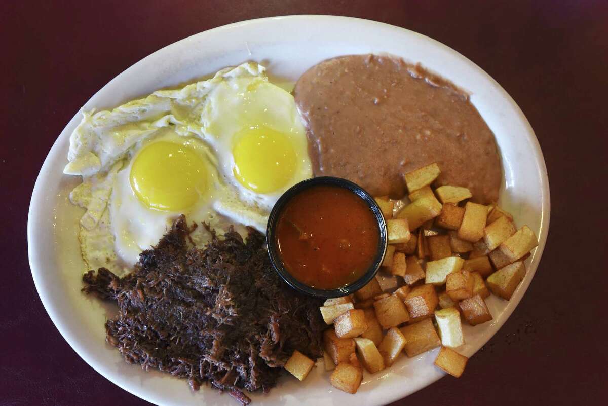 The barbacoa and eggs plate is a favorite at Sazon Mexican Cafe, which has won the Readers Choice for Best Mexican food.