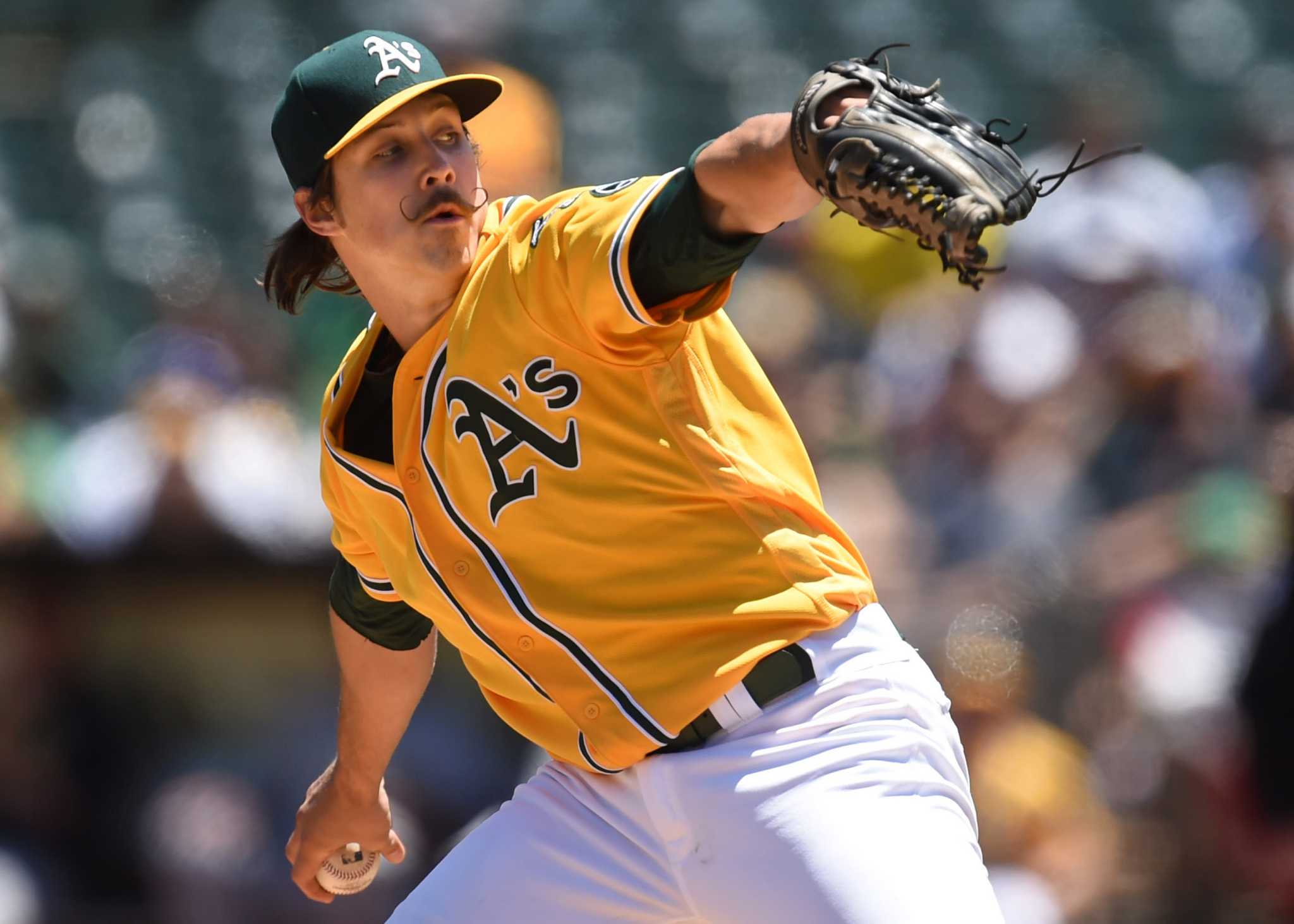 Rollie Fingers, the Oakland Athletics sophomore reliever, is shown