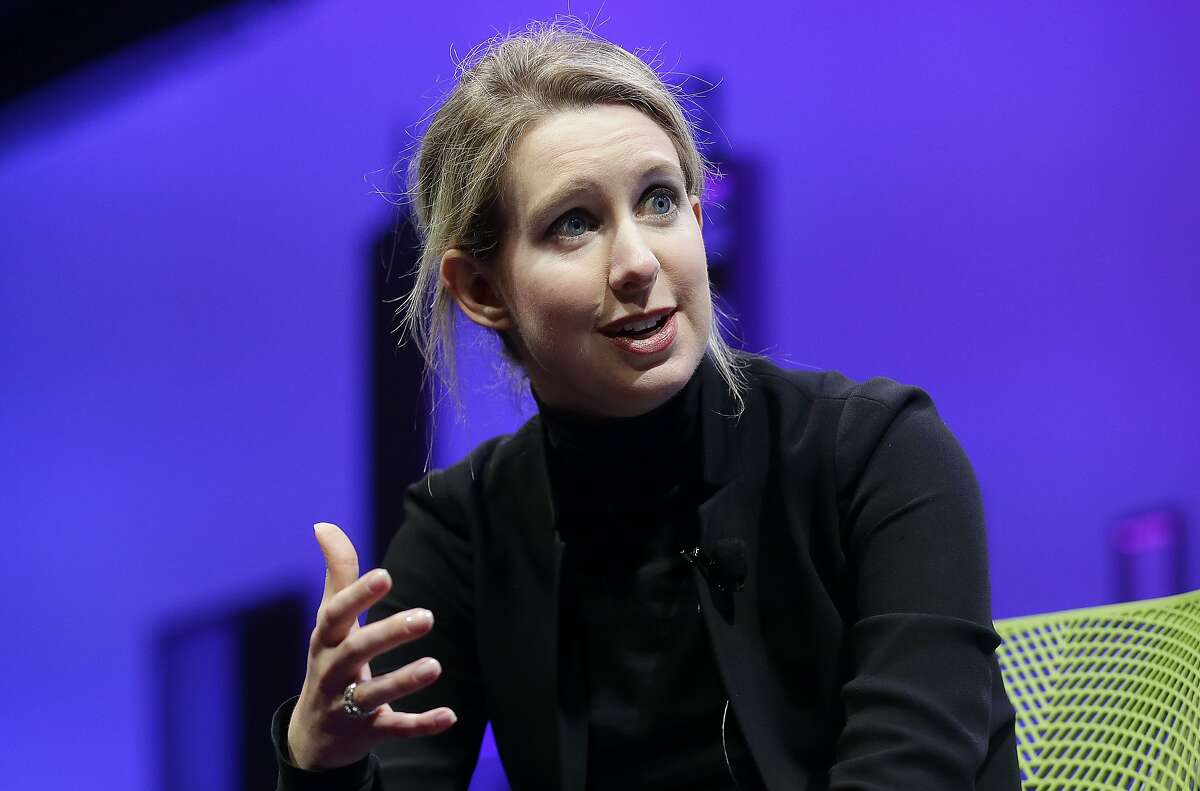 FILE - In this Nov. 2, 2016, file photo, Elizabeth Holmes, founder and CEO of Theranos, speaks at the Fortune Global Forum in San Francisco. Theranos announced July 7, 2016, that Holmes is banned from owning or operating a medical laboratory for two years. (AP Photo/Jeff Chiu, File)