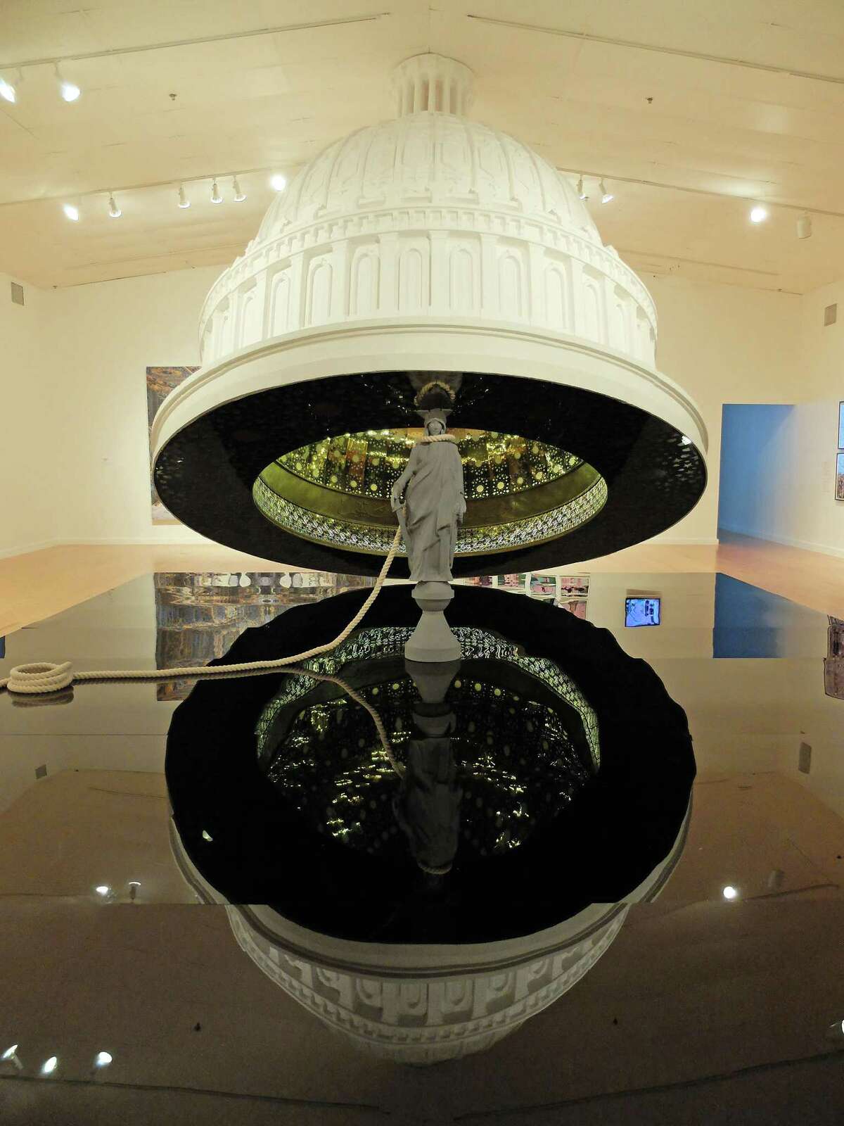 Abdulnasser Gharem's "The Capital Dome" dominates the center of the exhibition "Parallel Kingdom: Contemporary Art From Saudi Arabia," on view through Oct. 2 at the Station Museum of Contemporary Art.