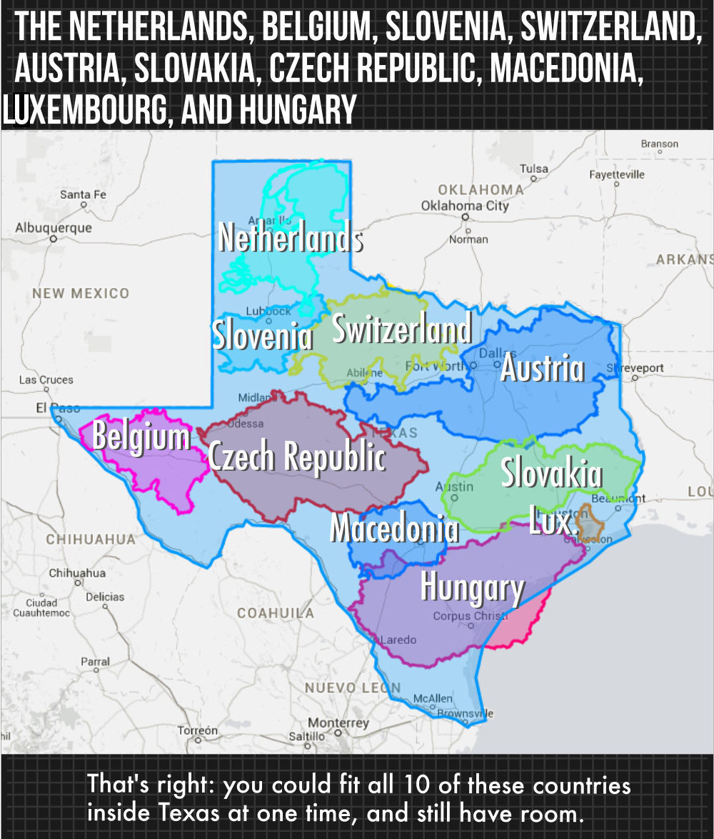 Map Shows How Many Times Each State Fits Into Texas