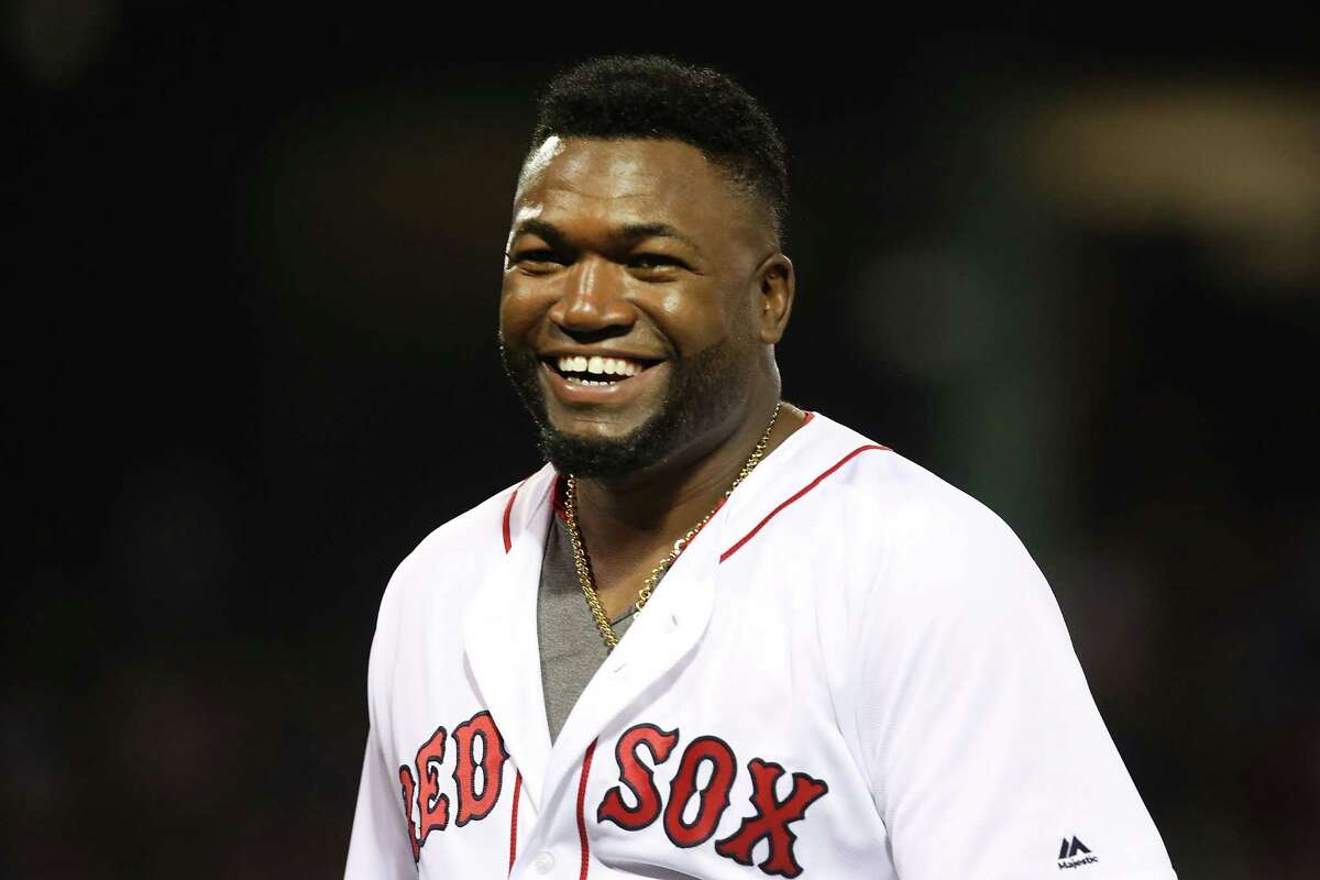 BOSTON, MA - JULY 06: David Ortiz #34 of the Boston Red Sox smiles in the fifth inning during the game against the Texas Rangers at Fenway Park on July 6, 2016 in Boston, Massachusetts. (Photo by Adam Glanzman/Getty Images) ORG XMIT: 607681275