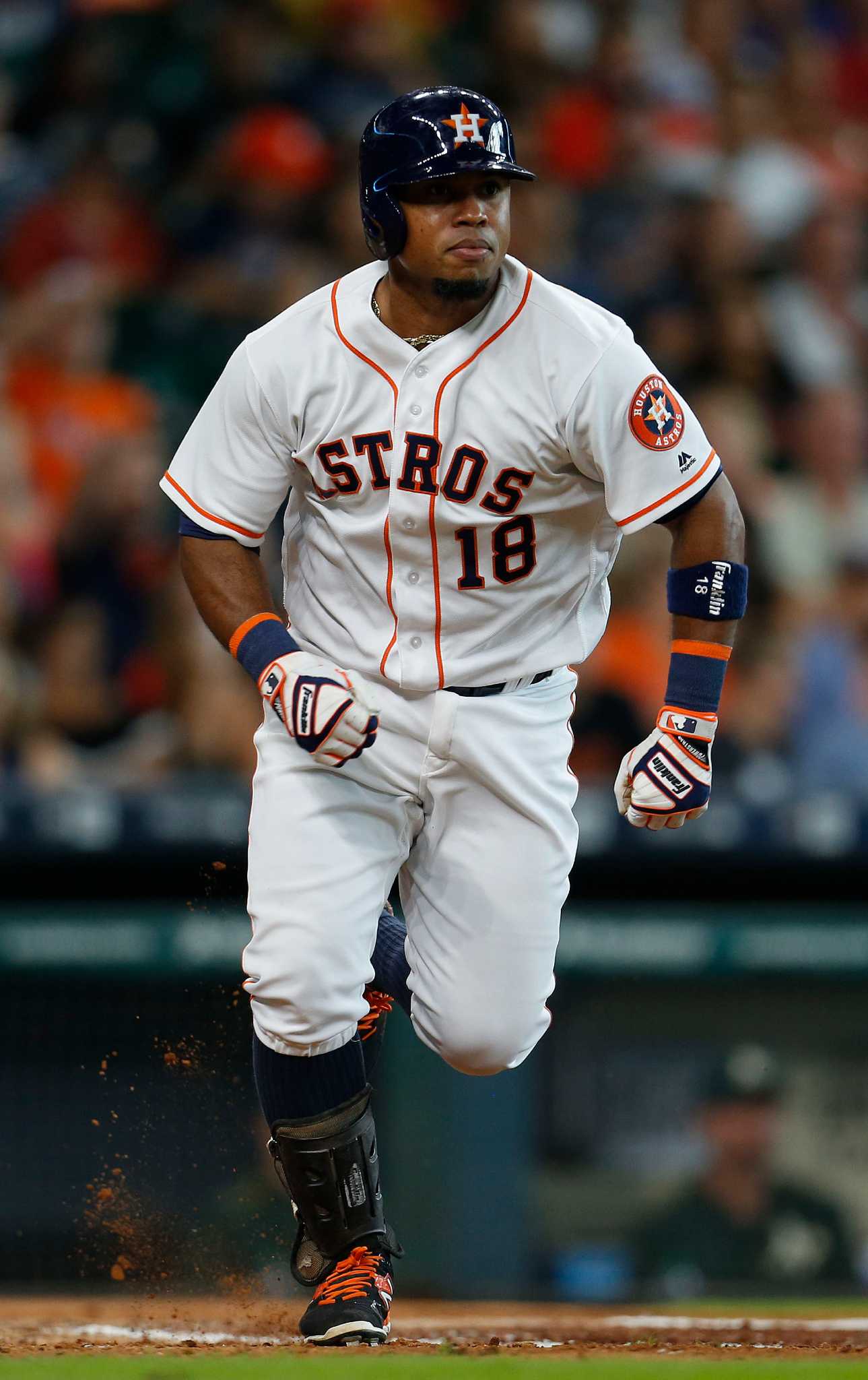 Luis Valbuena of the Houston Astros celebrates a solo home run in the  News Photo - Getty Images