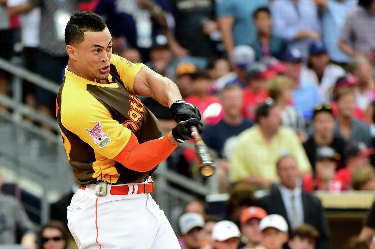 SAN DIEGO, CA - JULY 11: Giancarlo Stanton of the Miami Marlins competes during the T-Mobile Home Run Derby at PETCO Park on July 11, 2016 in San Diego, California.