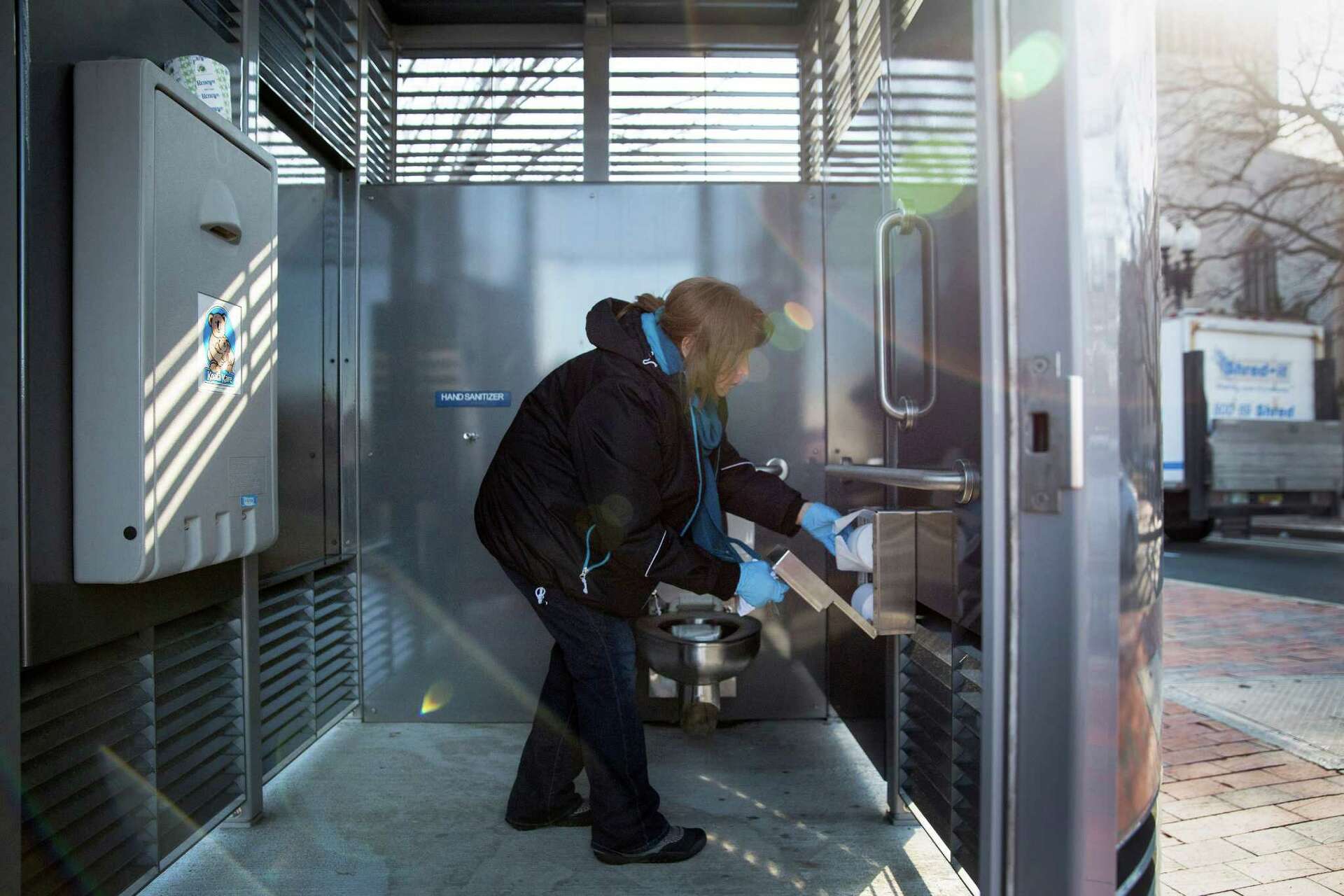 State of the art bathroom kiosk is open for you to do your business