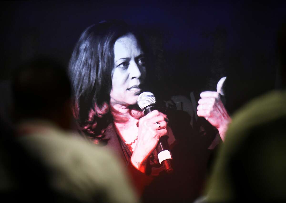 California Attorney General and U.S. Senate candidate Kamala Harris answers questions during a town hall on Tuesday, July 12, 2016 in Oakland, California.