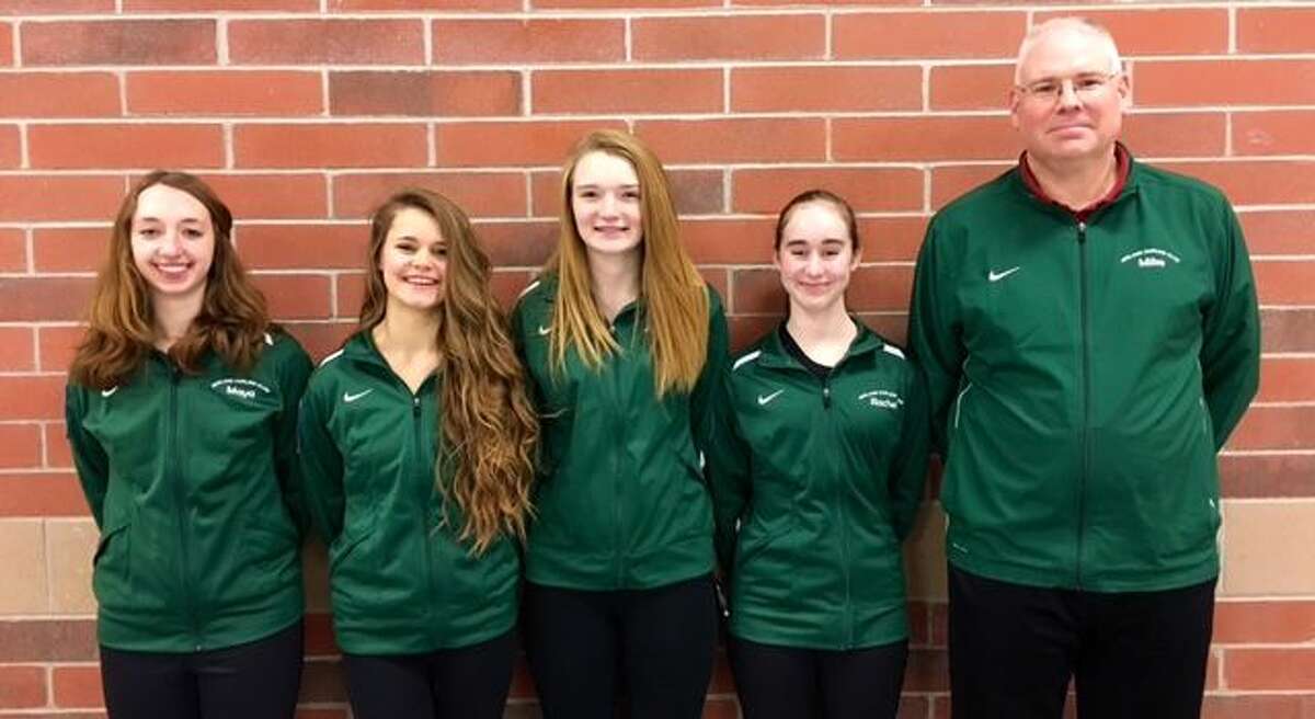 Team Willertz includes, from left, Maya Willertz (skip), Delaney Strouse (vice), Madelyn Graves (second), Rachel Weldy (lead), and coach Mike Graves.