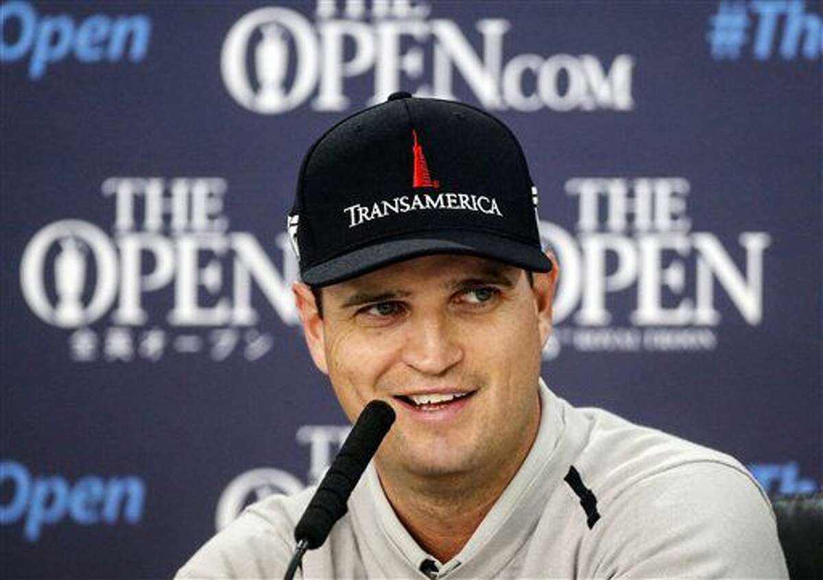 Defending British Open champion Zach Johnson of the U.S attends a press conference at the Royal Troon Golf Club in Troon, Scotland, Monday July 11, 2016. (Danny Lawson/PA via AP)