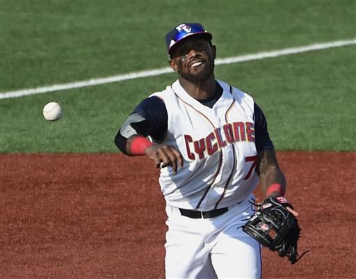 Jose Reyes of the Binghamton Mets in action during the game