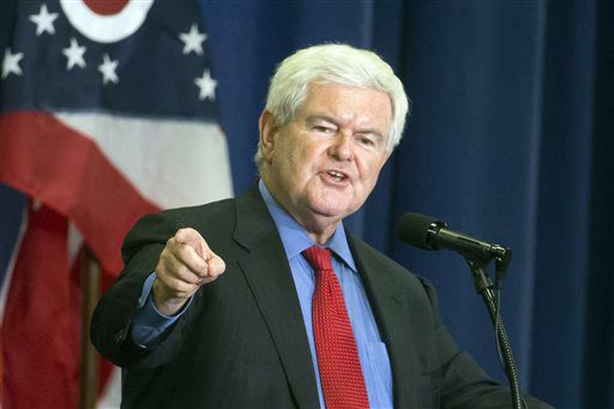 FILE - In this July 6, 2016 file photo, former House Speaker Newt Gingrich speaks before introducing Republican presidential candidate Donald Trump during a campaign rally in Cincinnati. Fox News says it is suspending its contributor agreement with Newt Gingrich "due to the intense media speculation" about him as a potential vice presidential candidate of Republican Donald Trump. He joined the network in 1999, and his role was suspended in 2011 when he ran for president in 2012. He returned to Fox in 2015. (AP Photo/John Minchillo, File)