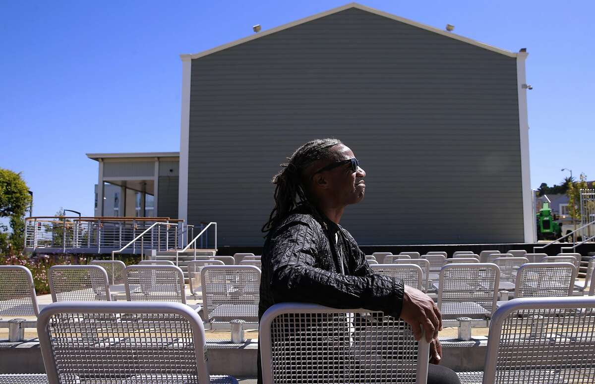 Designer, Walter Hood poses for a portrait in the seating area of the open air theater at the Bayview Opera House in San Francisco, California, on Wed. July 13, 2016. The city-owned landmark arts center which was built in 1888, received a three-year $5 million makeover and will reopen with ribbon cutting July 20.