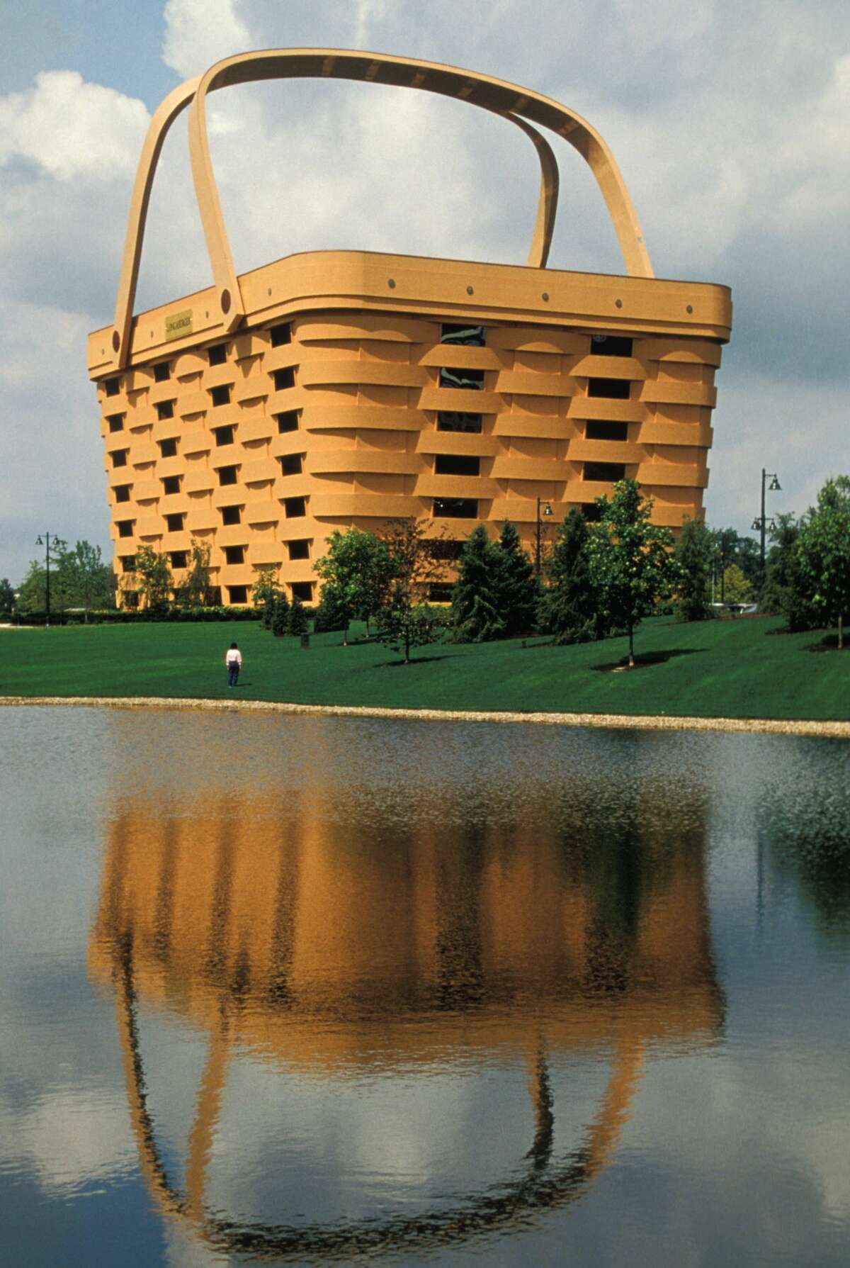 Here's another view of the seven-story headquarters of the Longaberger Company in Newark, Ohio. (Photo by: Jeff Greenberg/UIG via Getty Images)