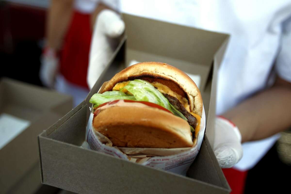 In-N-Out hamburger  Calories: 390 Saturated fat: 5 grams Sodium: 650 mg