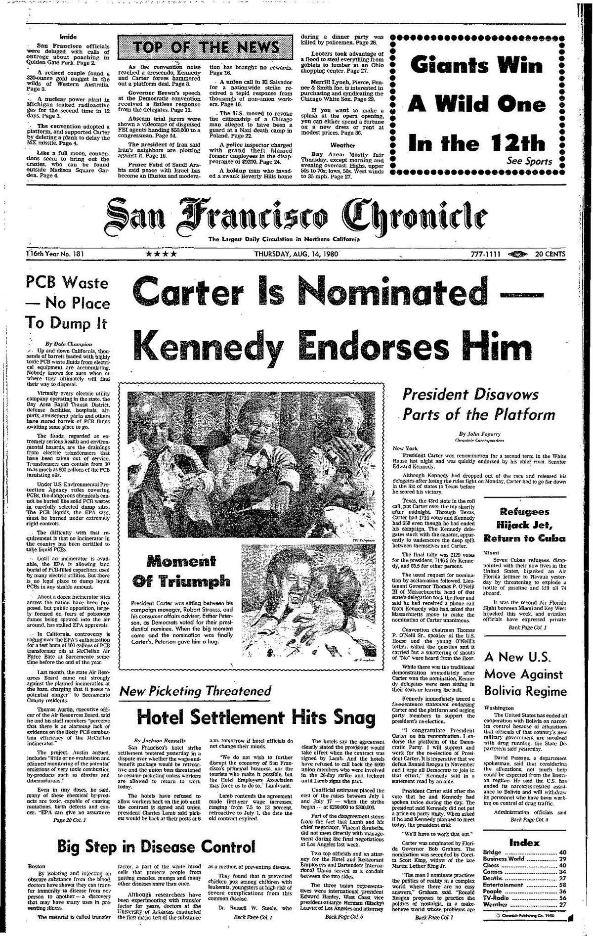 Chronicle Covers: Jimmy Carter’s big win before a huge defeat