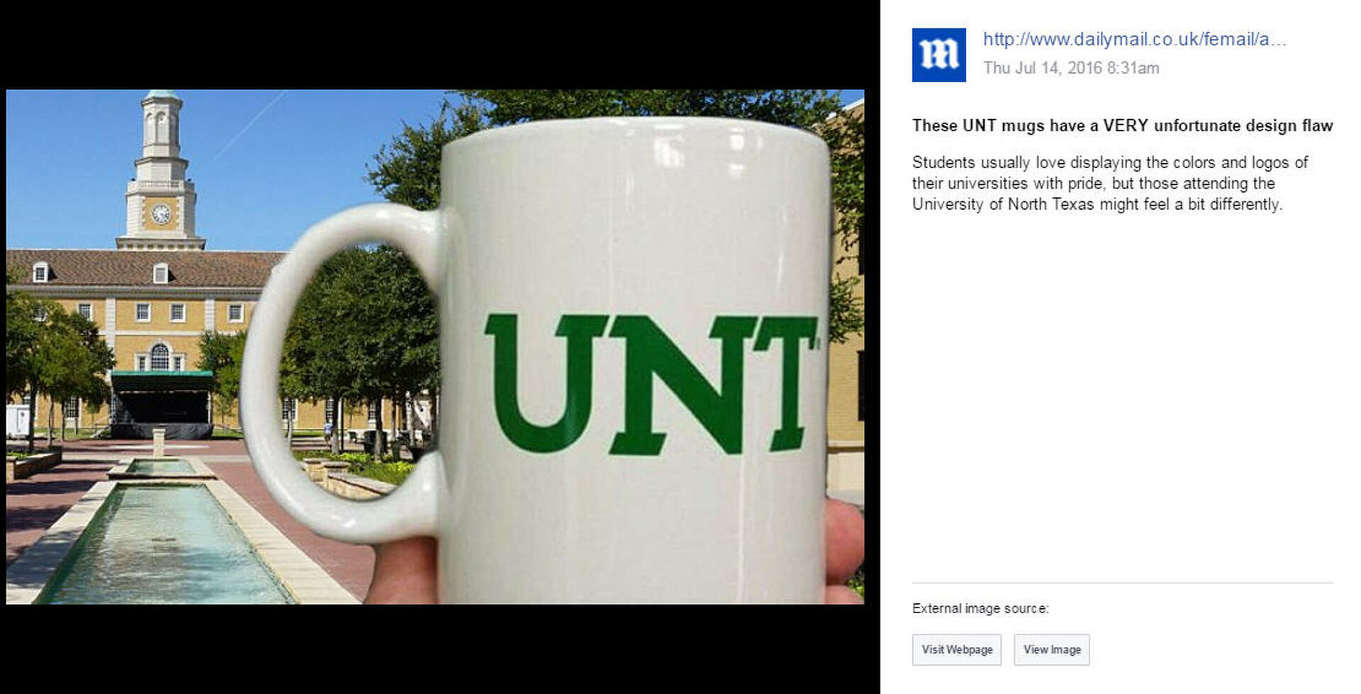 University of North Texas really should have thought through this mug design