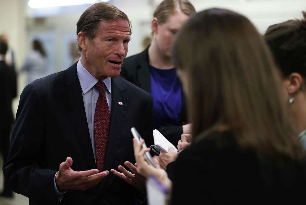 WASHINGTON, DC - JULY 06: U.S. Sen. Richard Blumenthal (D-CT) speaks to members of the media at the Capitol July 6, 2016 in Washington, DC. Senate Democrats held a weekly policy luncheon to discuss Democratic agenda. (Photo by Alex Wong/Getty Images)