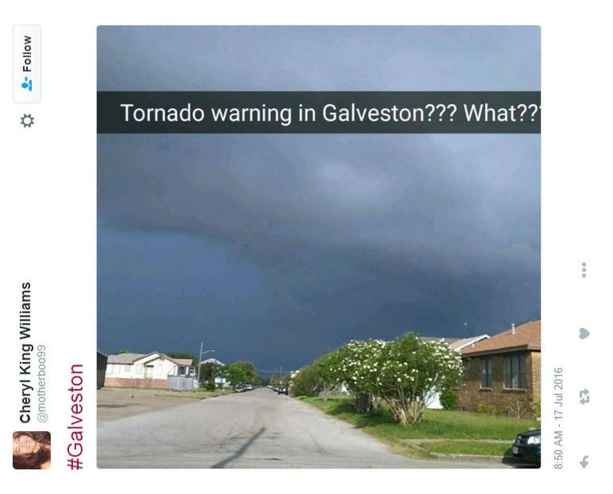 A waterspout warning was issued in Galveston on Sunday. Via Cheryl King Williams