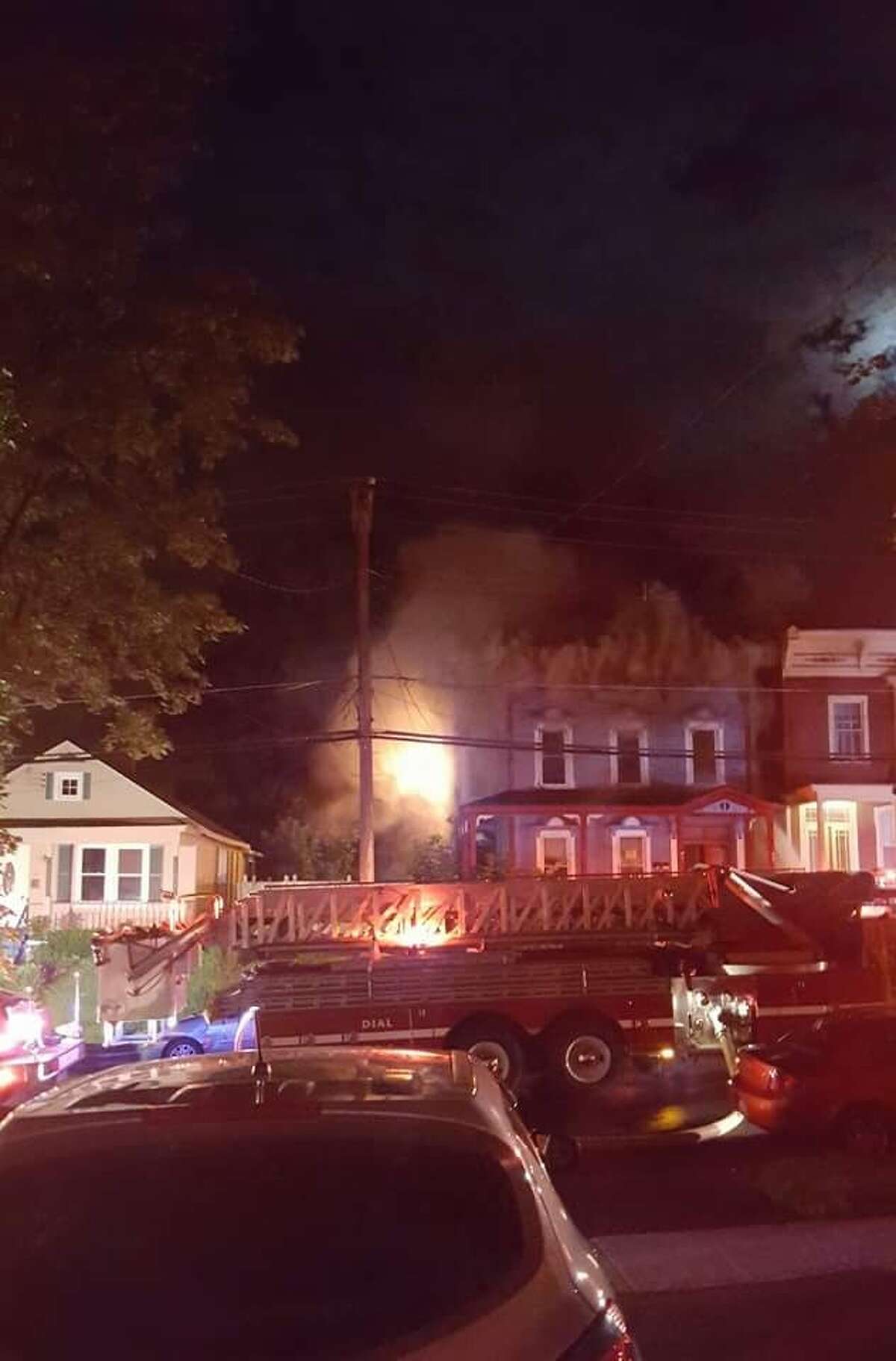 A "zombie building" in Cohoes is completely destroyed after a three-alarm blaze shortly after midnight Sunday, July 17, 2016, Mayor Shawn Morse said. (Courtesy Shawn Morse).