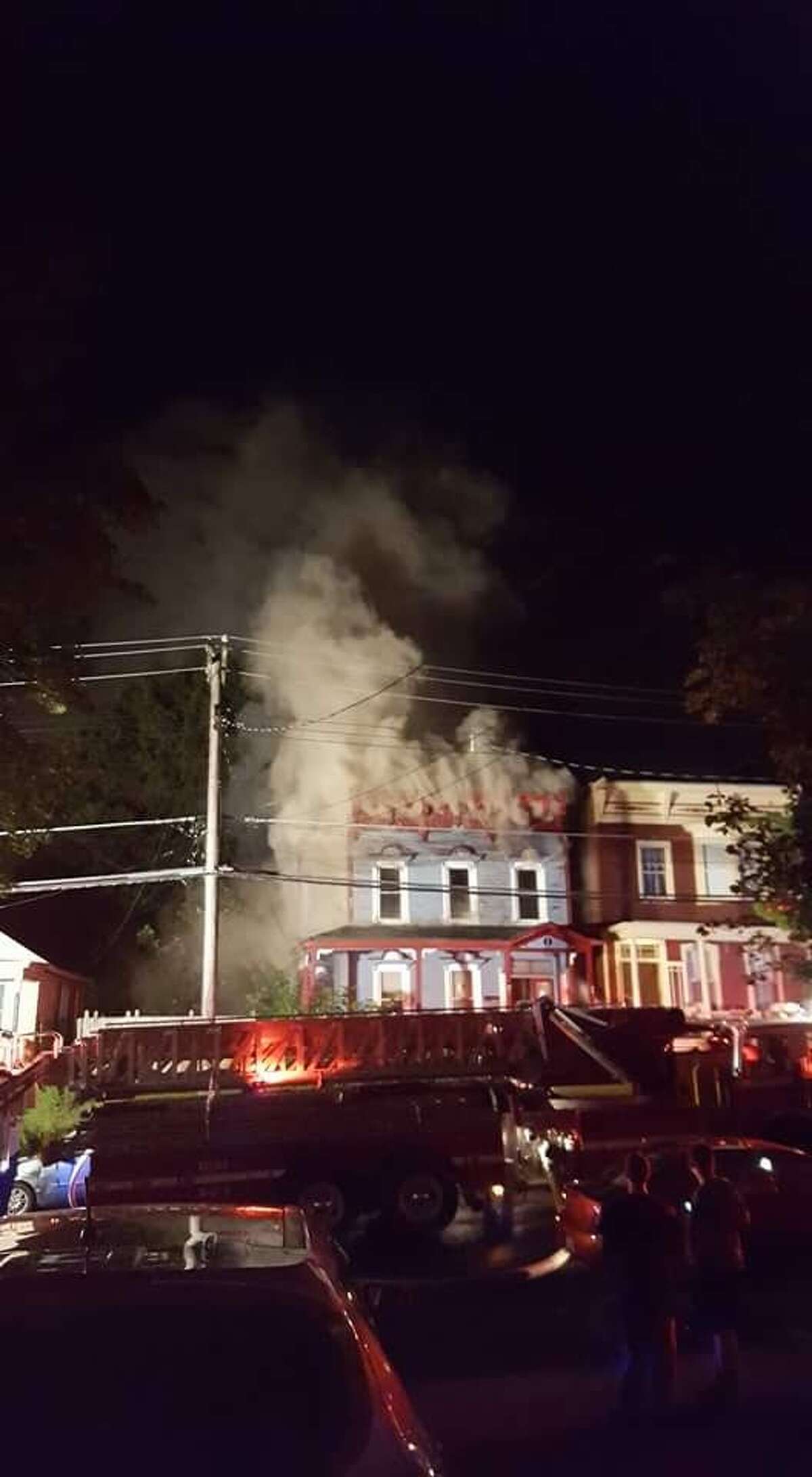 A "zombie building" in Cohoes is completely destroyed after a three-alarm blaze shortly after midnight Sunday, July 17, 2016, Mayor Shawn Morse said. (Courtesy Shawn Morse).