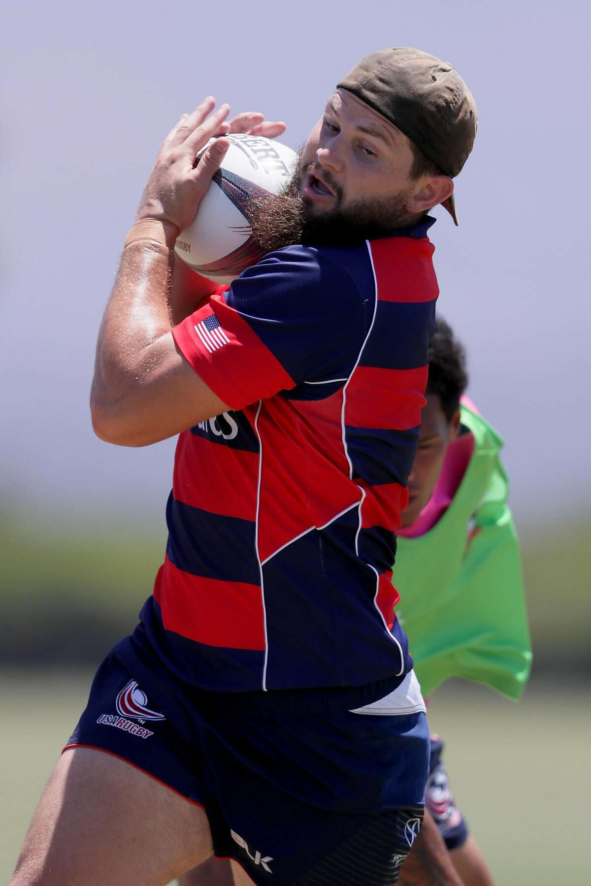 CHULA VISTA, CA - JULY 14: USA Rugby hopeful Danny Barrett runs with the ball during a training session at the Olympic Training Center on July 14, 2016 in Chula Vista, California. (Photo by Sean M. Haffey/Getty Images)