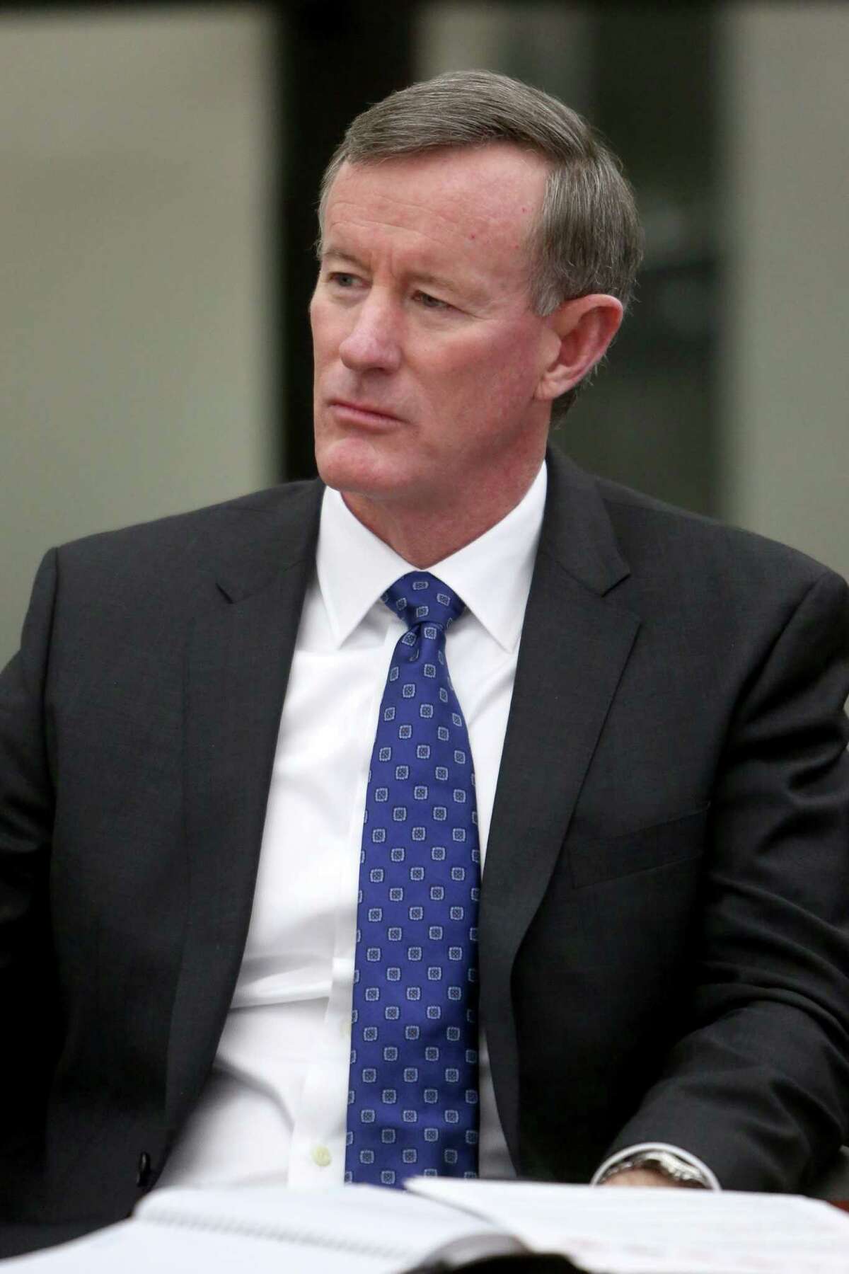 William McRaven, University of Texas, a chancellor of Texas' public university systems meets with the Chronicle's editorial board at the Houston Chronicle Monday, Jan. 12, 2015, in Houston, Texas. ( Gary Coronado / Houston Chronicle )