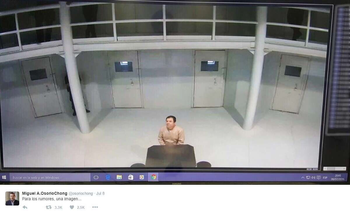 A government official from Mexico dispelled rumors with a photo of the twice-escaped drug lord in prison shortly after the rumors started trending on Twitter.